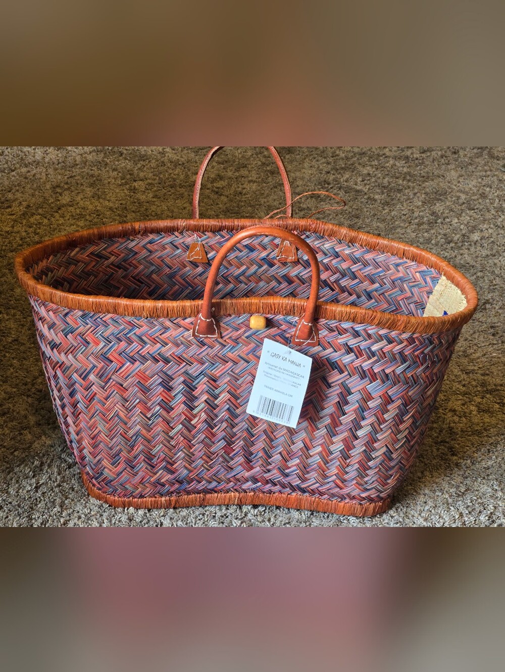 Le Comptoir De LA Plage Panier open Totebag Shopper Bag * Rust And Blue